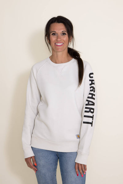 Carhartt Midweight Block Logo Sweatshirt for Women in White