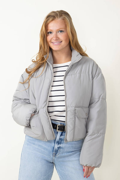 Ladies grey hotsell puffer jacket