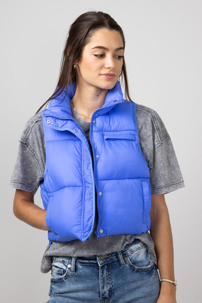 Simply Southern Lightweight Packable Vest for Women in Blue PP 0224 Glik s