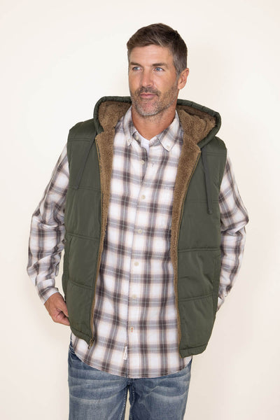 Weatherproof Vintage Sherpa Lined Puffer Vest for Men in Blue