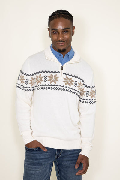 Weatherproof Vintage Snowflake Quarter Zip Sweater for Men in