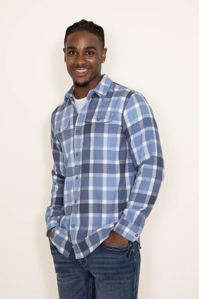 Scope Apparel, L.P. Plaid Flannel Shirt for Men in Blue at Glik's , S