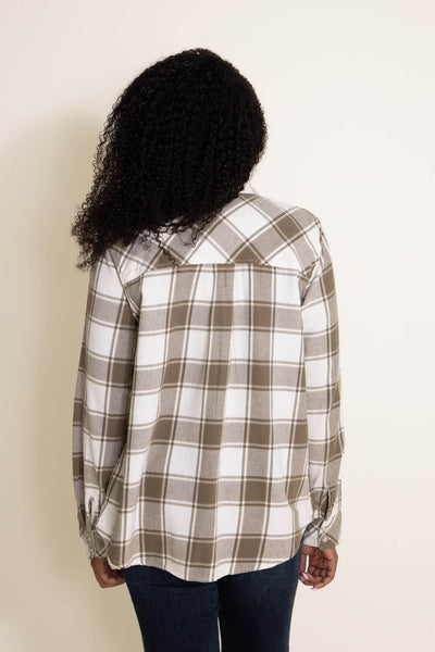 Thread & Supply Flannel Plaid Shirt for Women in White and Sage