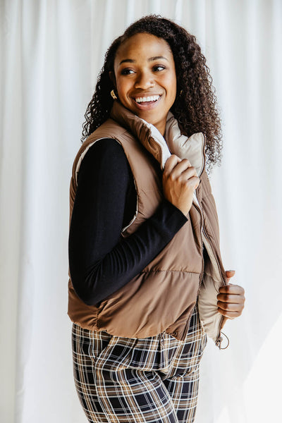 Quilt Crop Puffer Vest, Muse & Maven Boutique