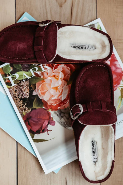 Birkenstock shearling online mules