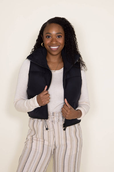 Simply Southern Cropped Puffer Vest for Women in Pink