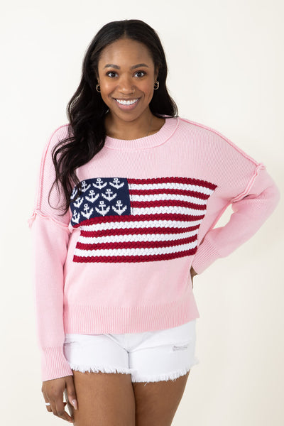 Simply Southern USA Anchor Sweater for Women in Pink