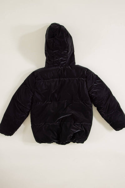 Girls Black Faux Fur Hooded Jacket