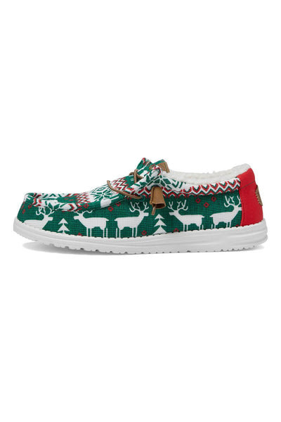 HEYDUDE Men's Wally Ugly Sweater Lined Shoes in Green | 40791