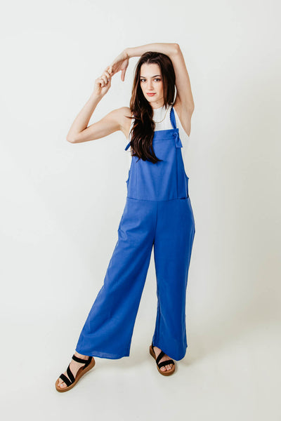 H and m blue jumpsuit fashion