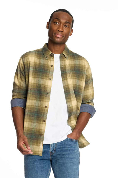 Weatherproof Vintage Brushed Flannel Shirt for Men in Kelp Desert