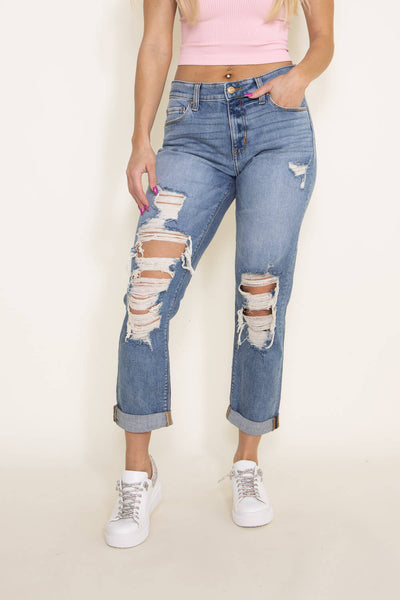 Eunina Frankie Mid Rise Girlfriend Jeans for Women