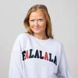 1897 Active Falalala Patch Embroidered Fleece Sweatshirt for Women in Ice Grey