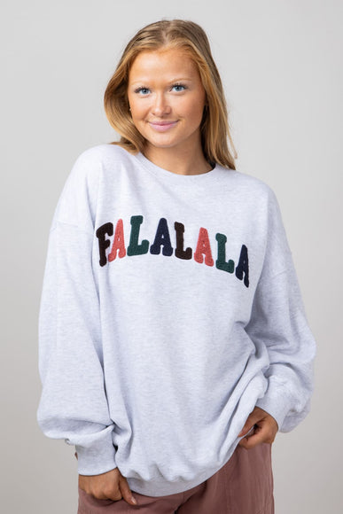 1897 Active Falalala Patch Embroidered Fleece Sweatshirt for Women in Ice Grey