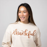 1897 Active Thankful Graphic Fleece Sweatshirt for Women in Cream