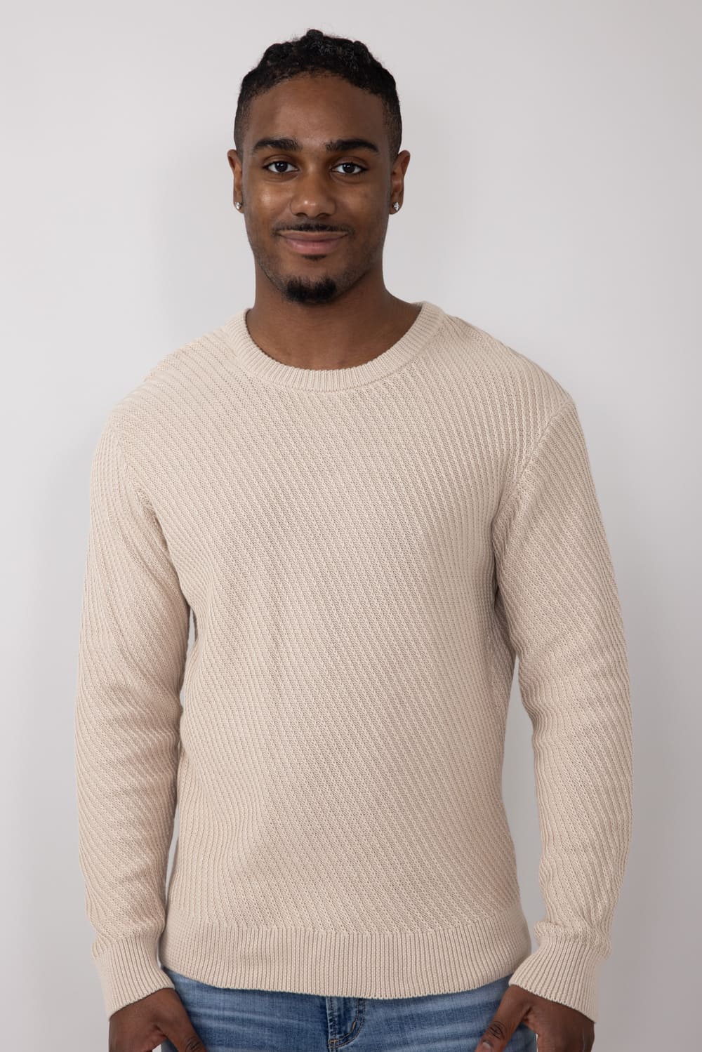 Beige crewneck mens sale