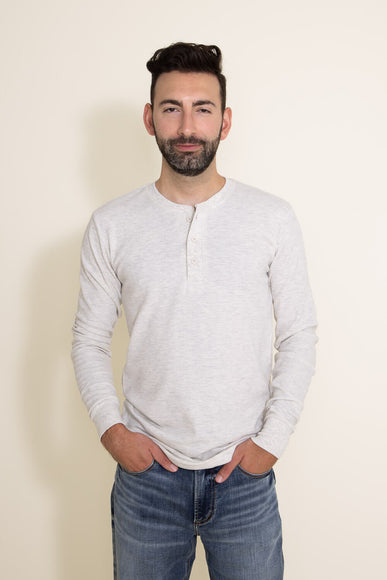 1897 Original Solid Henley Thermal Long Sleeve Shirt for Men in Oatmeal