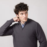 1897 Original 1/4 Zip Mock Neck Sweater for Men in Dark Shadow