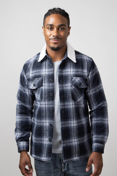 1897 Plaid Sherpa Lined Shacket for Men in Dark Blue/Black