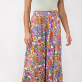 Tiered Floral Beach Pant for Women in White Multi