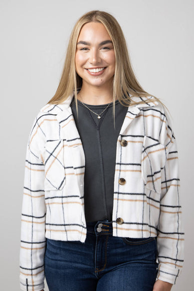 Cropped Plaid Shacket for Women in Open Window