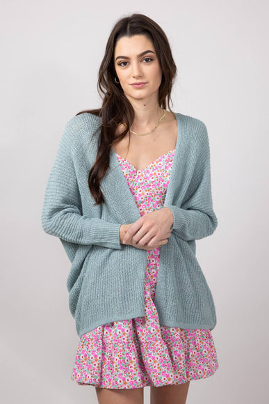 Shaker Stitch Cardigan for Women in Sea Green