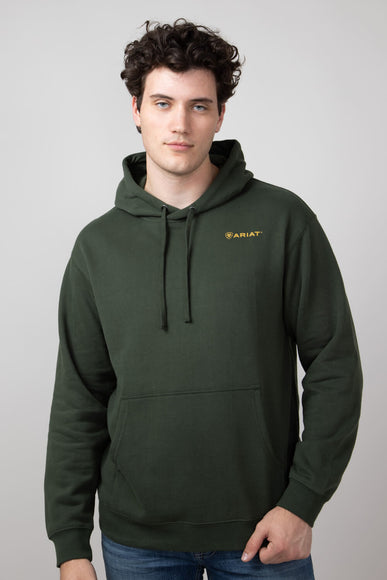 Ariat Barbwire Skull Logo Hoodie for Men in Dark Green