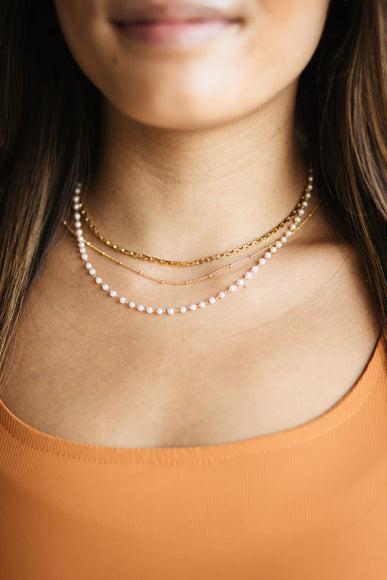 Triple Pearl Necklace in Gold