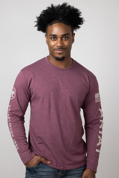 Ariat Elevated V2 Long Sleeve T-Shirt for Men in Burgundy Heather