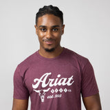 Ariat Established Boot Co Short Sleeve Graphic T-Shirt for Men in Maroon Heather