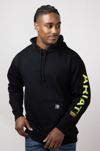 Ariat Rebar Graphic Hoodie for Men in Black/Lime