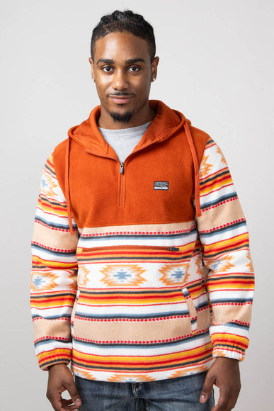 Aztec Color Block Hooded Pullover for Men in Picante Sand