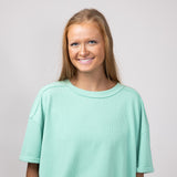 Blu Pepper Crewneck Ribbed Knit Shirt for Women in Mint