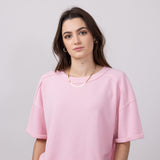 Blu Pepper Crewneck Ribbed Knit Shirt for Women in Rose