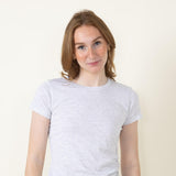 Basic Crewneck T-Shirt for Women in White Heather 