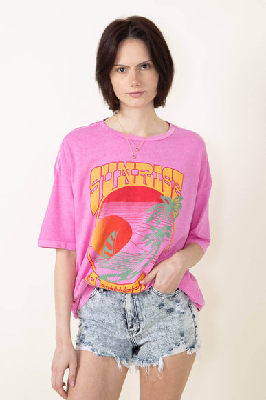 Billabong Sunrise To Sunset Graphic T-Shirt for Women in Paradise Pink