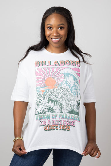 Billabong Vision of Paradise Oversized Graphic T-Shirt for Women in White