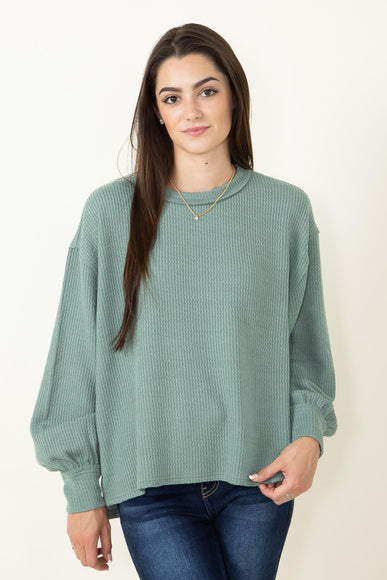  Blu Pepper Crewneck Ribbed Knit Shirt for Women in Green Bay 