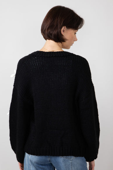 Bow Cardigan for Women in Black