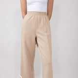 Bow Tie Track Pants for Women in Taupe White