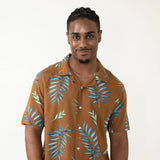 Brooklyn Cloth Tropical Leaves BBQ Shirt for Men in Brown