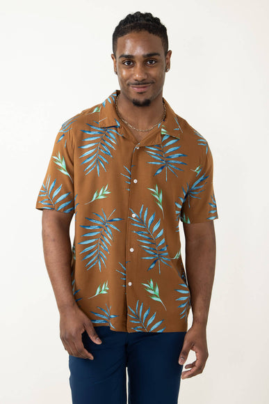 Brooklyn Cloth Tropical Leaves BBQ Shirt for Men in Brown