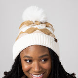 C.C. Chunky Weaved Pom-Pom Beanie for Women in Beige