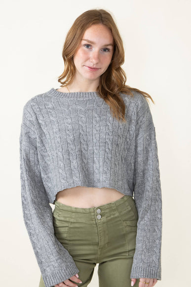 Cable Knit Crop Sweater for Women in Grey