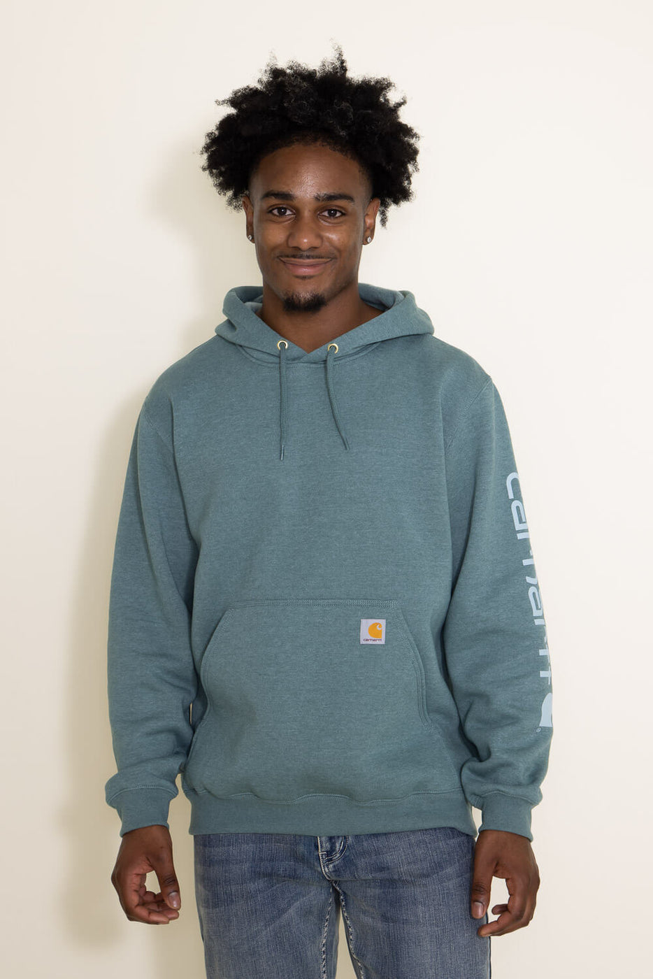 Carhartt Logo Sleeve Hoodie for Men in Teal | K288-GE1 – Glik's