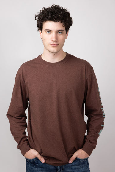 Carhartt Loose Fit Heavyweight Logo Graphic Long Sleeve T-Shirt for Men in Mocha