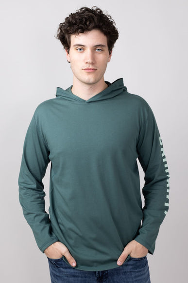 Carhartt Force Relaxed Fit Midweight Long Sleeve Logo Hooded T-Shirt for Men in Frosted Balsam