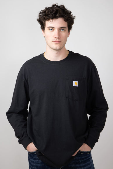 Carhartt Duck Graphic Heavyweight Pocket Long Sleeve T-Shirt for Men in Black