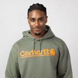 Carhartt Rain Defender Loose Fit Midweight Logo Graphic Sweatshirt for Men in Dusty Olive