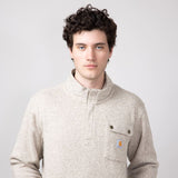 Carhartt Midweight Pocket Fleece Quarter Zip for Men in Oat Milk